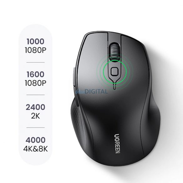 Mouse fără fir ergonomic Ugreen MU101 Bluetooth / 2,4 GHz - negru