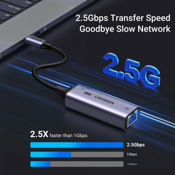 Adaptor Ugreen CM648 USB-C la RJ45 Ethernet 2.5G - gri