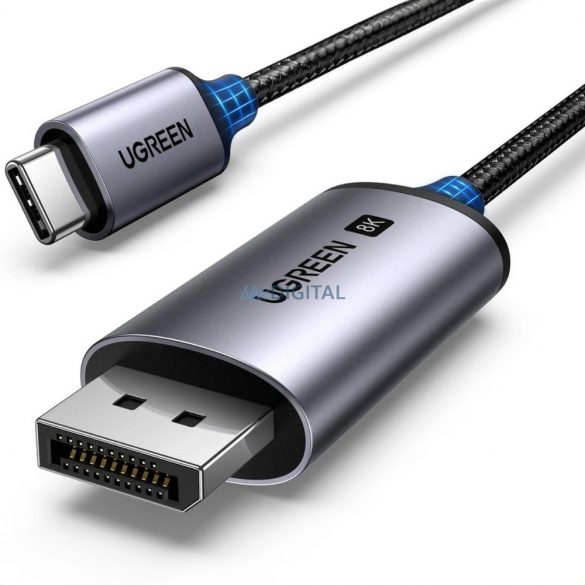 Cablu Ugreen CM556 cu conectori USB-C și DisplayPort 8K, lungime 3 m - gri