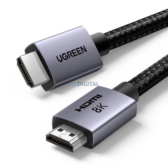 Cablu Ugreen HD171 cu conectori HDMI 2.1 8K certificat, 1 m lungime - gri