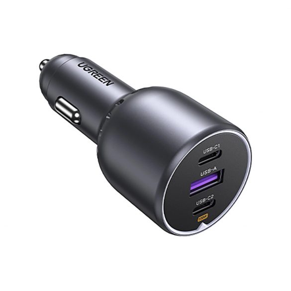 Încărcător auto Ugreen EC705 130W 2x USB-C 1x USB-A - gri