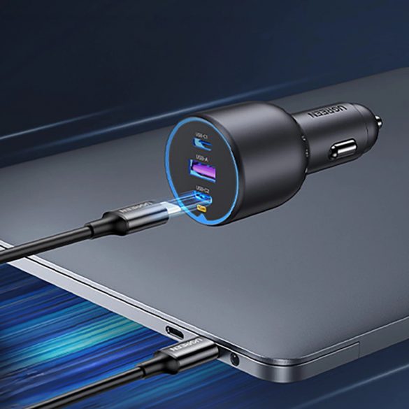 Încărcător auto Ugreen EC705 130W 2x USB-C 1x USB-A - gri