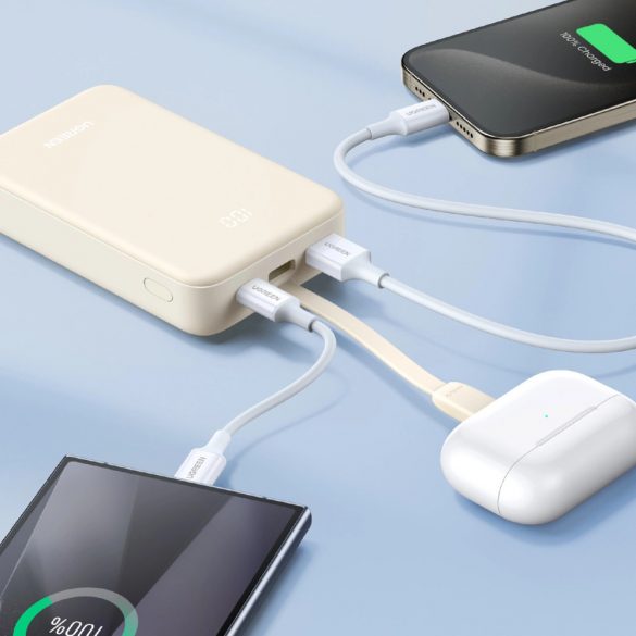 Ugreen PB505 Powerbank 20000mAh 22,5W USB-C USB-A Cablu USB-C încorporat - alb