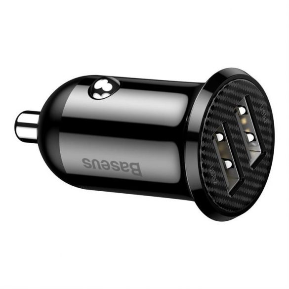 Încărcător auto Baseus Grain Pro 2x USB 4,8 A negru (CCALLP-01)