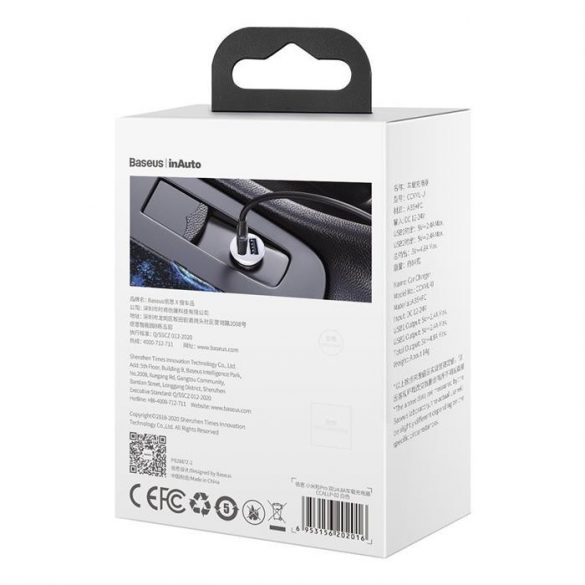 Încărcător auto Baseus Grain Pro 2x USB 4,8 A alb (CCALLP-02)