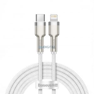 Cablu PD Baseus Cafule Series Metal Data USB-C / Lightning 20W 2 m - alb