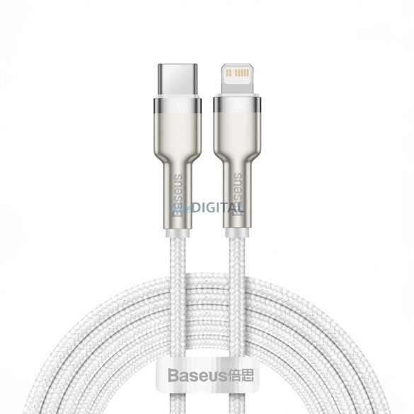 Cablu PD Baseus Cafule Series Metal Data USB-C / Lightning 20W 2 m - alb