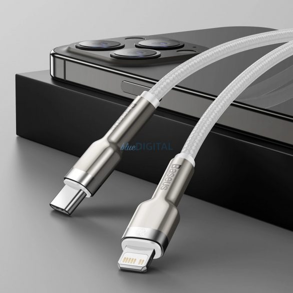 Cablu PD Baseus Cafule Series Metal Data USB-C / Lightning 20W 2 m - alb