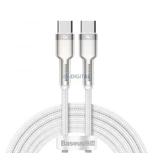 Baseus Cafule Series Metal Data USB-C / USB-C PD QC SCP 100W 5A cablu 1 m - alb