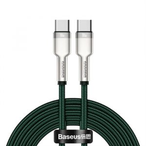 Baseus Cafule Series Metal Data USB Tip C - USB Tip C Cablu Power Delivery 100 W (20 V / 5 A) 2 m verde (CATJK-D06)