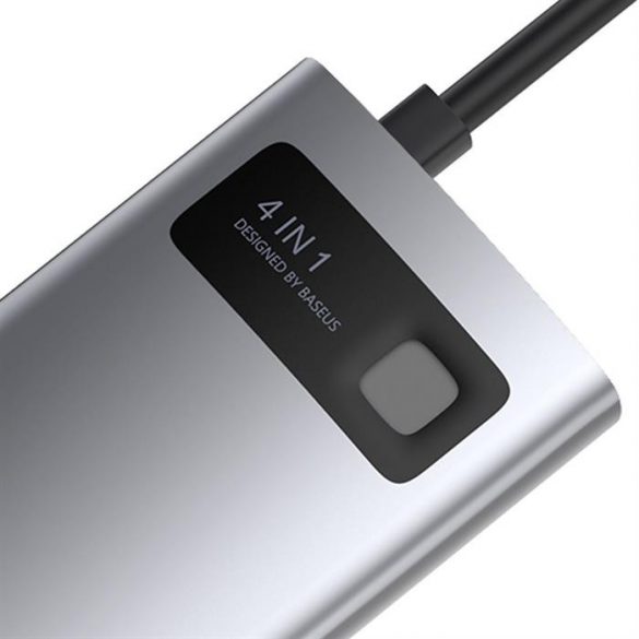 HUB multifuncțional Baseus Metal Gleam 4 în 1 USB tip C - USB tip C Putere de livrare 100 W / HDMI 4K 30 Hz / 1x USB 3.2 Gen 1 / 1x USB 2.0 (CAHUB-CY0G)