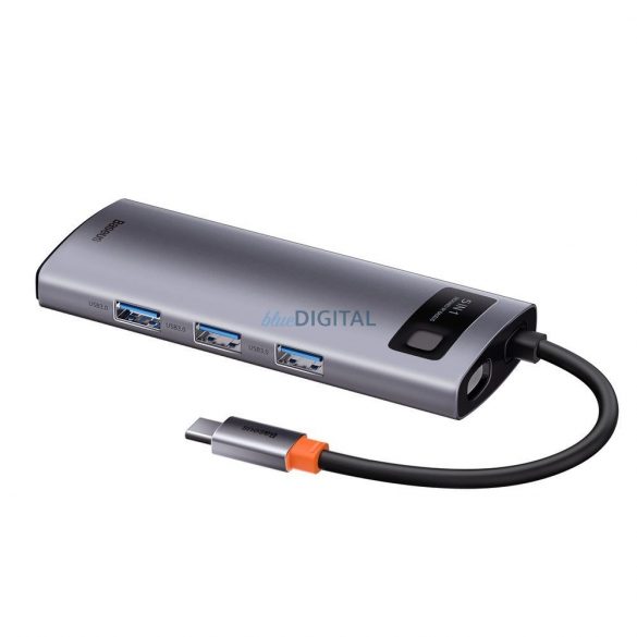 HUB multifuncțional 5 în 1 din seria Baseus Metal Gleam USB tip C - USB tip C Putere de livrare 100 W / HDMI 4K 30 Hz / 3x USB 3.2 Gen 1 (CAHUB-CX0G)