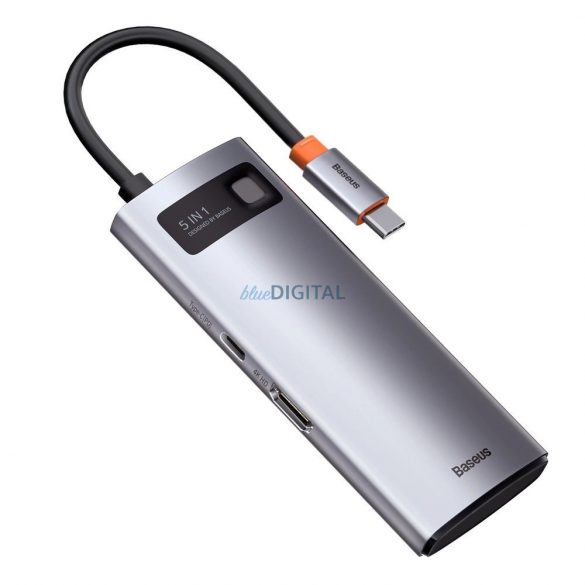 HUB multifuncțional 5 în 1 din seria Baseus Metal Gleam USB tip C - USB tip C Putere de livrare 100 W / HDMI 4K 30 Hz / 3x USB 3.2 Gen 1 (CAHUB-CX0G)