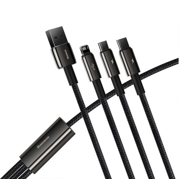 Baseus Tungsten 3w1 USB - USB tip C / Lightning / cablu micro USB 3,5 A 1,5 m negru (CAMLTWJ-01)