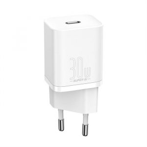 Încărcător de perete rapid Baseus Super Si 1C USB tip C 30 W Power Delivery Quick Charge alb (CCSUP-J02)