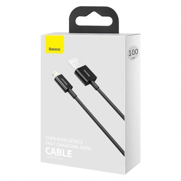 Baseus Superior USB - Cablu de date pentru încărcare rapidă Lightning 2,4 A 1 m negru (CALYS-A01)