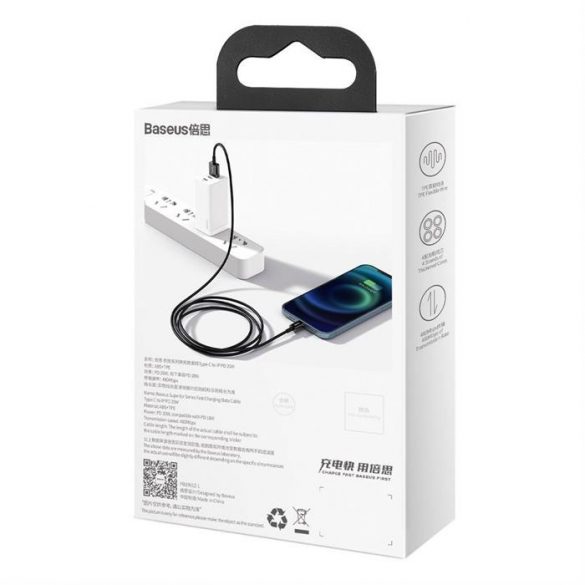 Baseus Superior USB - Cablu de date pentru încărcare rapidă Lightning 2,4 A 1 m negru (CALYS-A01)