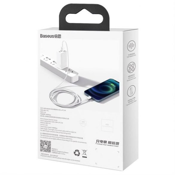 Cablu Baseus Superior USB - Lightning 2,4A 1 m alb (CALYS-A02)