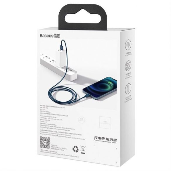 Cablu Baseus Superior USB - Lightning 2,4A 1 m Albastru (CALYS-A03)