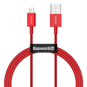 Baseus Superior USB - Cablu de date pentru încărcare rapidă Lightning 2,4 A 1 m roșu (CALYS-A09)