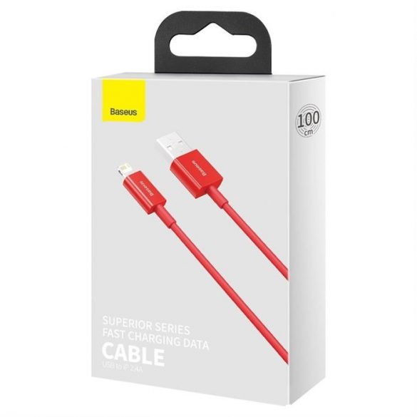 Baseus Superior USB - Cablu de date pentru încărcare rapidă Lightning 2,4 A 1 m roșu (CALYS-A09)