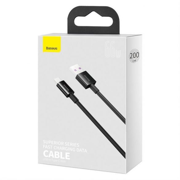 Baseus Superior USB - USB Tip C cablu de date cu încărcare rapidă 66 W (11 V / 6 A) Huawei SuperCharge SCP 2 m negru (CATYS-A01)