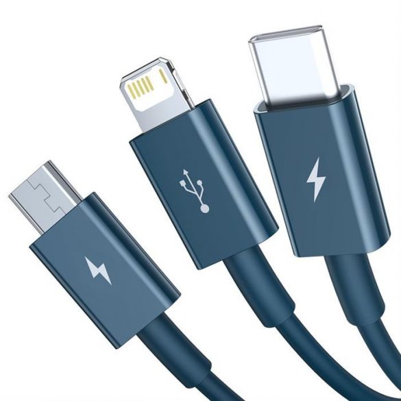 Cablu Baseus Superior USB - Lightning / micro USB / USB Tip 3,5 A 1,5m Albastru (CAMLTYS-03)