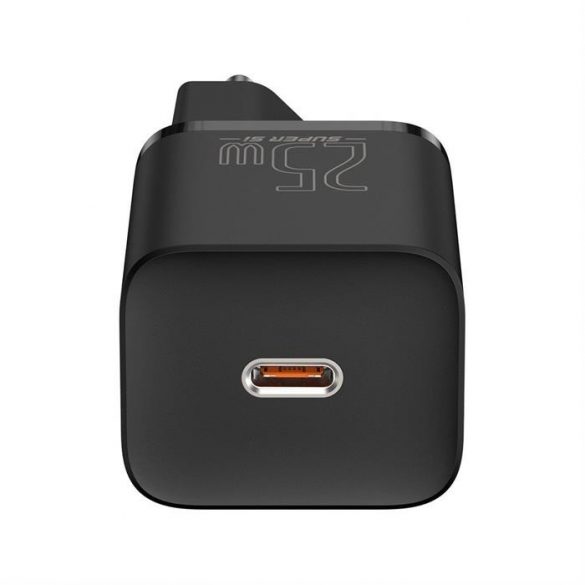 Încărcător rapid Baseus Super Si 1C 25W EU Seturi Negru + Cablu mini negru de la Tip-C la Tip-C 3A 1m (TZCCSUP-L01)