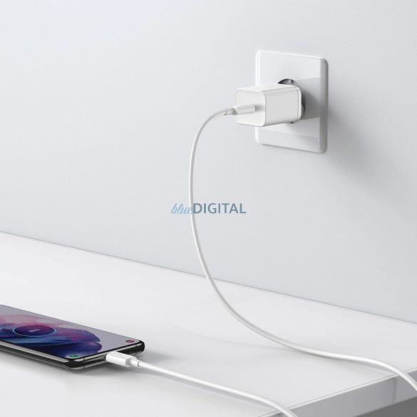 Szybka ładowarka sieciowa Baseus Si USB-C 25W 3A z cable USB-C / USB-C 1m - biały