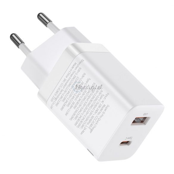 Baseus Super Pro încărcător rapid de perete USB / USB tip C 30W Power Delivery Quick Charge alb (CCSUPP-E02)