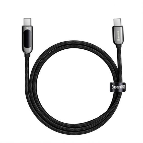 Baseus USB Tip C - Cablu USB Tip C 100 W (20 V / 5 A) 1 m Putere de livrare cu ecran de afișare contor de putere negru (CATSK-B01)