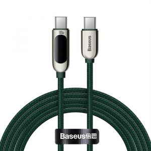 Baseus Display Cablu de încărcare rapidă a datelor Type-C la Type-C 100W 2m Verde