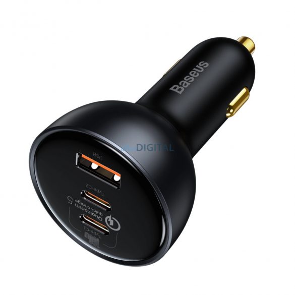 Baseus TZCCZM-0G Încărcător auto cu conexiuni 1xUSB-A și 2xUSB-C 160W QC5 PD - gri