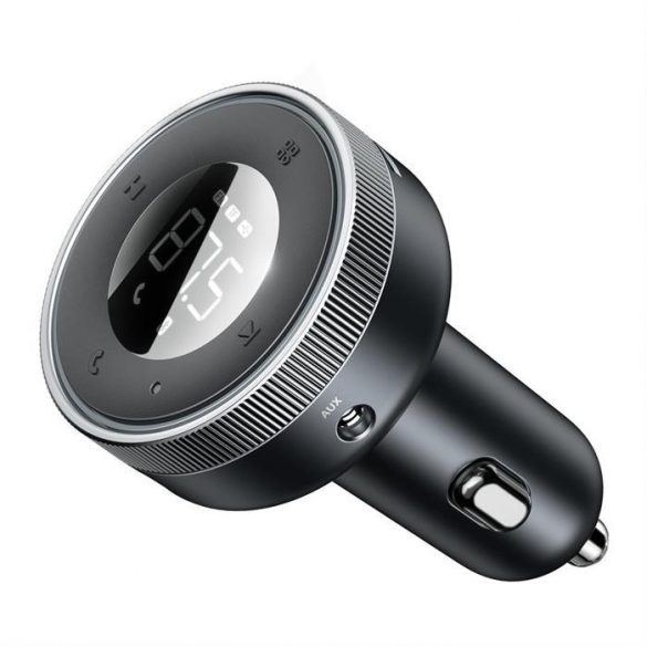 Baseus Enjoy Car LED Wireless 2x USB / mufă de 3,5 mm Încărcător MP3 Bluetooth 5.0 3.4A Negru (CCLH-01)