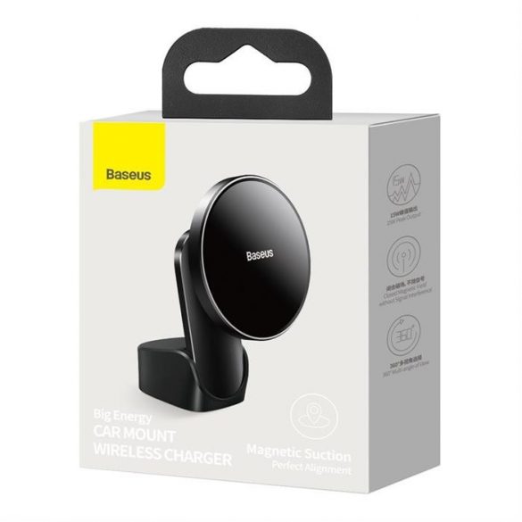 Baseus suport magnetic pentru telefon de mașină încărcător wireless Qi 15 W (compatibil MagSafe pentru iPhone) negru (WXJN-01)