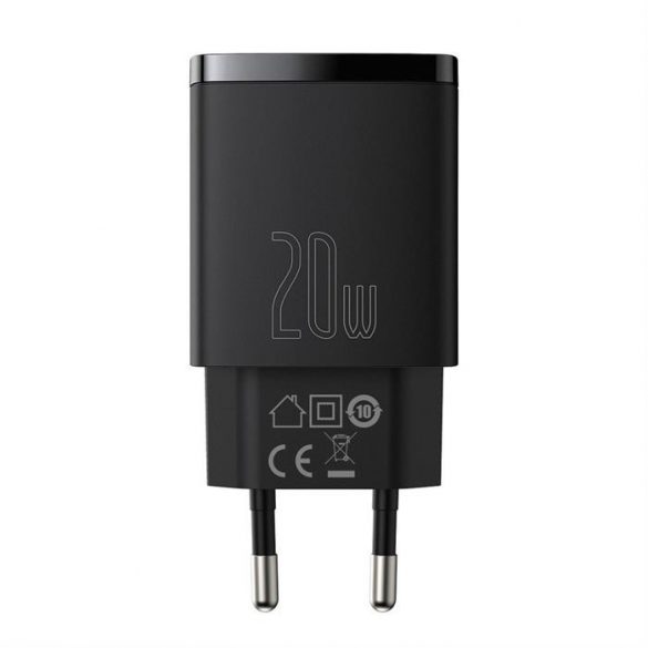 Încărcător rapid Baseus Compact USB tip C / USB 20 W 3 A Power Delivery Quick Charge 3.0 negru (CCXJ-B01)