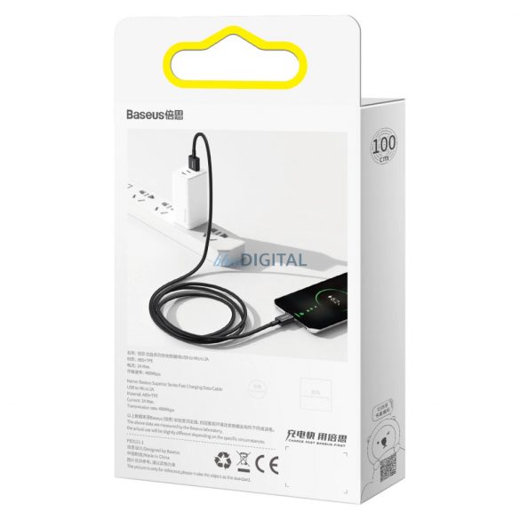 Cablu Baseus Superior USB-A / micro USB 2A 2m - negru