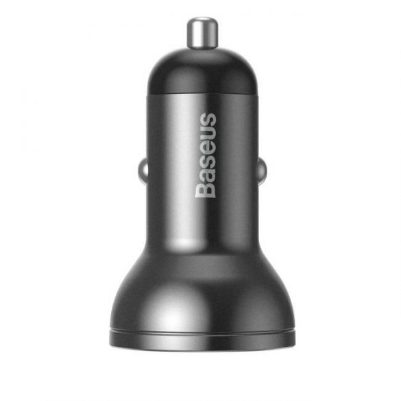 Baseus Digital Display Dual USB Car Charger 4.8a punct 24W gri (CCBX-0G)