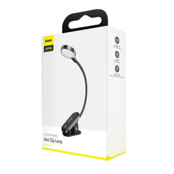 Baseus mini lampă de lectură LED cu clip gri (DGRAD-0G)