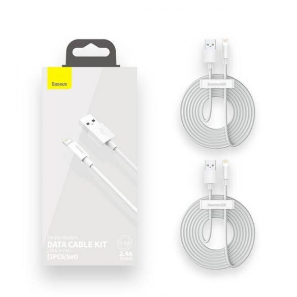 Baseus 2x set cablu USB - Lightning cu încărcare rapidă Power Delivery 1,5 m alb (TZCALZJ-02)