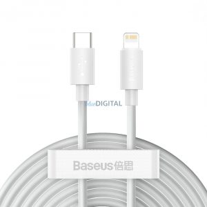 Cablu Baseus Simple Wisdom Lightning / USB-C 20W 1,5 m 2 buc - alb