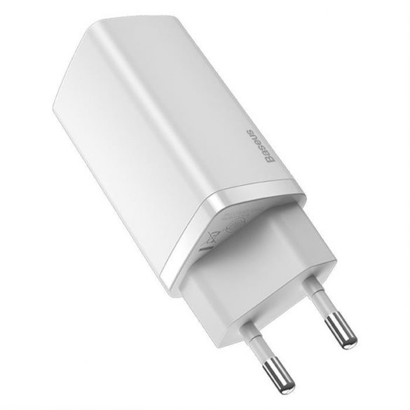 Baseus GaN2 Lite încărcător rapid de perete 65W USB / USB Tip C Quick Charge 3.0 Power Delivery (nitrură de galiu) alb (CCGAN2L-B02)