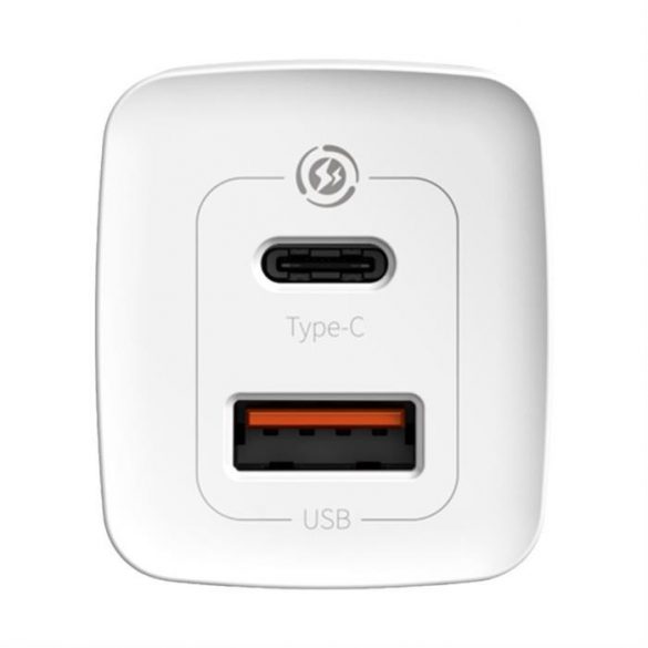 Baseus GaN2 Lite încărcător rapid de perete 65W USB / USB Tip C Quick Charge 3.0 Power Delivery (nitrură de galiu) alb (CCGAN2L-B02)