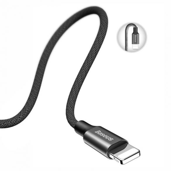 Material cablu Baseus Yiven USB / Lightning Braid 1,2 m negru (CALYW-01)