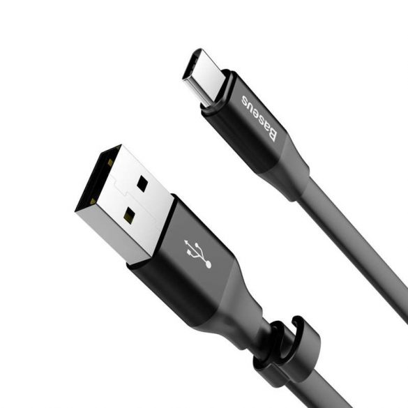 Baseus Quick Flat Portable USB / USB - C Cable Buckle 2A 0,23M negru (CATMBJ - 01)