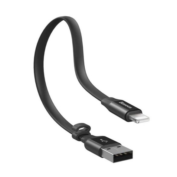 Baseus Fürge Flat portabil USB / Lightning cablu Buckle 2A 0.23M negru (CATMBJ-01)