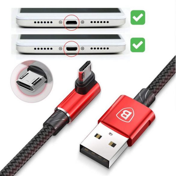 Baseus MVP Cablu cu două fețe tip cot micro USB 1.5A 2M Negru (CAMMVP - B01)