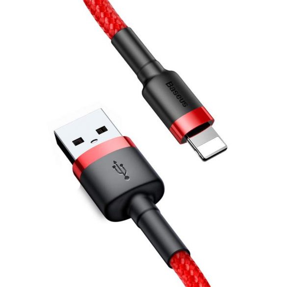 Baseus Cafule Cablu durabil împletit din nailon USB / Lightning QC3.0 2.4a 0,5M roșu (CALKLF-A09)