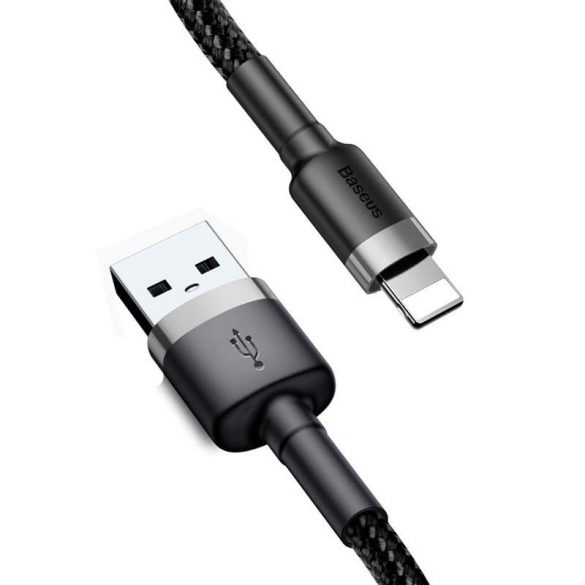 Baseus Cafule Cablu durabil împletit din nailon USB/Lightning QC3.0 2.4a 0.5M negru-gri (CALKLF-AG1)