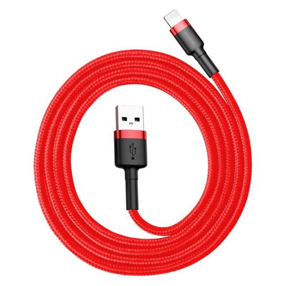 Cablu Baseus Cafule din nailon durabil împletit USB / Lightning QC3.0 2.4a 1M roșu (CALKLF-B09)